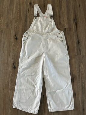 Cotton Bib Capri Overalls. Adjustable Straps.  Small.